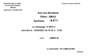 Lire la suite à propos de l’article Avis aux étudiants SMIA S2
