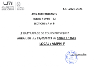 Lire la suite à propos de l’article Avis aux étudiants STVU S2