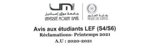 Lire la suite à propos de l’article Avis aux étudiants LEF (S4/S6)