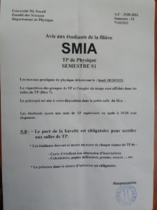 Lire la suite à propos de l’article Avis aux étudiants SMIA