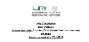 Lire la suite à propos de l’article Avis d’inscription Liste d’attente Master Spécialisé Bio-Actifs et Santé Environnement