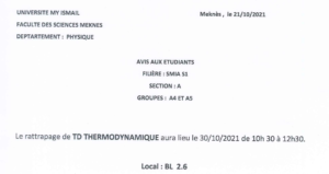 Lire la suite à propos de l’article Avis de rattrapage SMIA A grps A4 et A5
