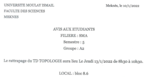 Lire la suite à propos de l’article Avis aux étudiants SMA5 TOPO