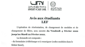 Lire la suite à propos de l’article Avis aux étudiants LEF – Printemps 2022