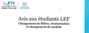 Lire la suite à propos de l’article Avis aux étudiants LEF AU 2022-2023