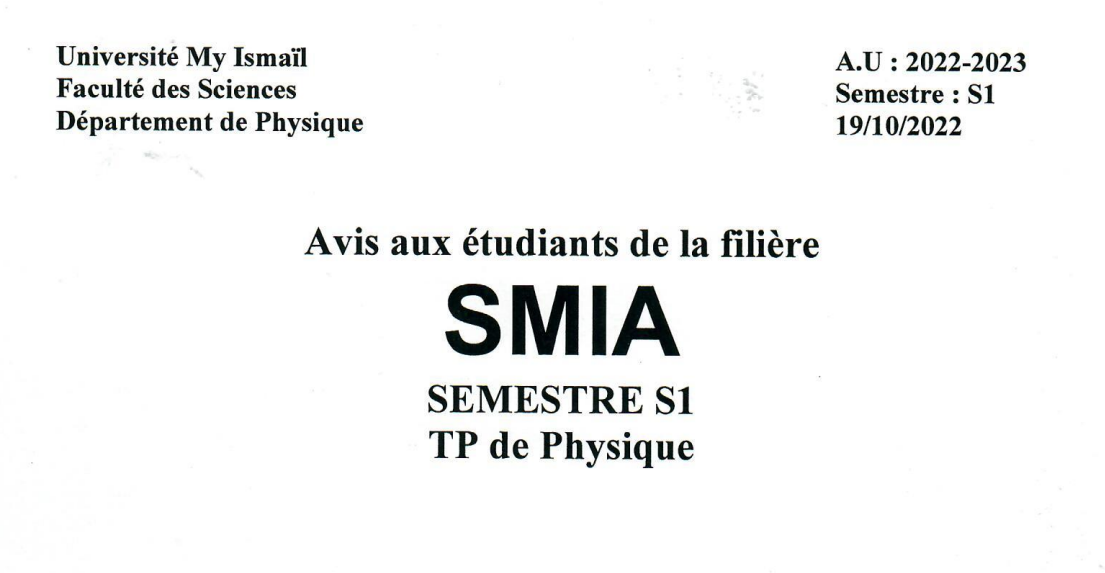 Lire la suite à propos de l’article Avis aux étudiants de la filière SMIA
