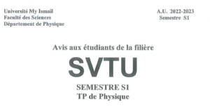 Lire la suite à propos de l’article Avis aux étudiants SVTU S1
