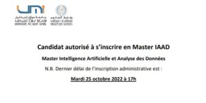 Lire la suite à propos de l’article Liste d’attente N°6 – Master Intelligence Artificielle et Analyse des Données
