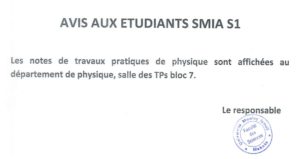Lire la suite à propos de l’article Avis aux étudiants SMIA S1