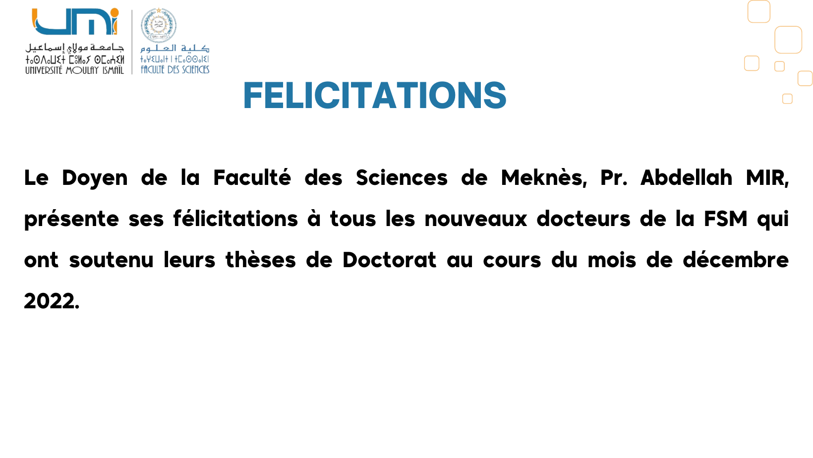 Lire la suite à propos de l’article Félicitations