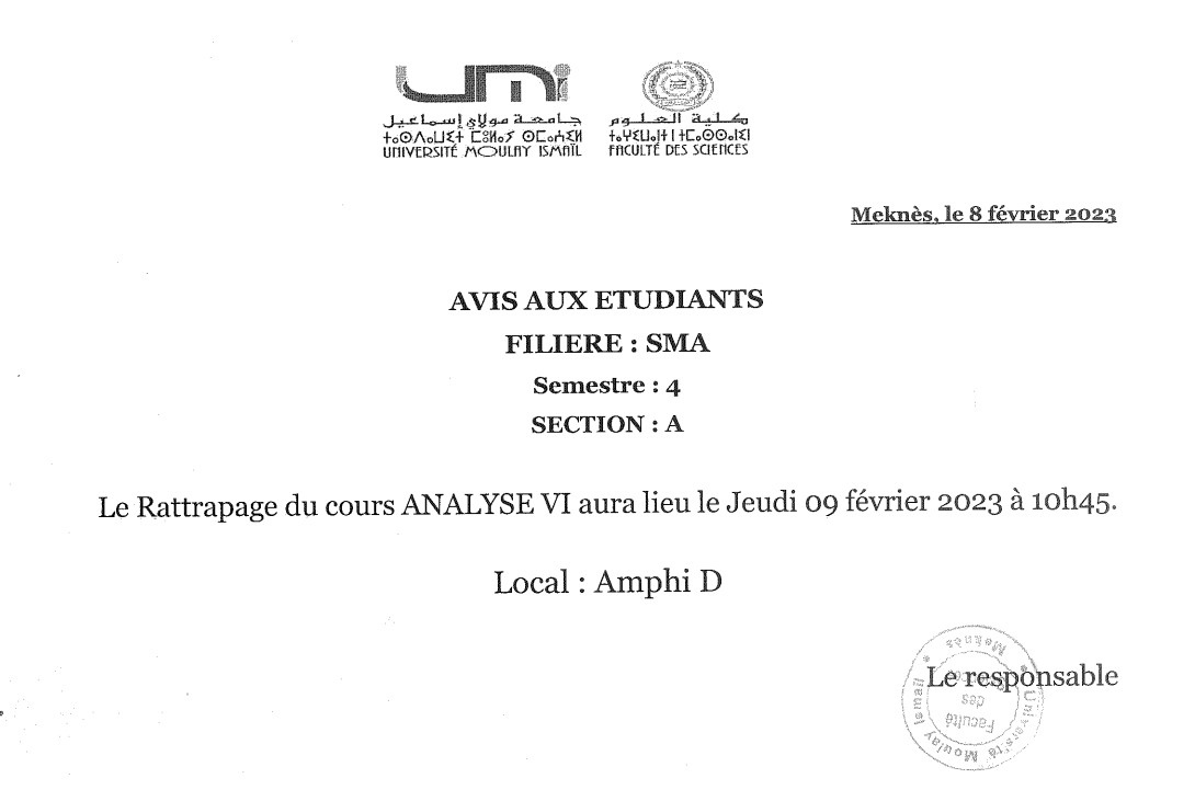Lire la suite à propos de l’article Avis aux étudiants : SMA4