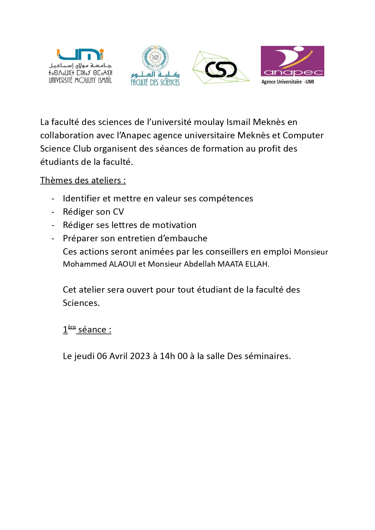 Lire la suite à propos de l’article Avis aux étudiants