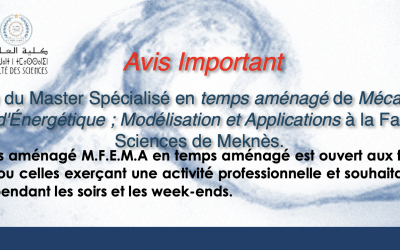 Ouverture du Master Spécialisé en temps aménagé de Mécanique des Fluides, d’Énergétique ; Modélisation et Applications