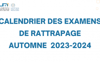 Calendrier des examens de rattrapage automne 2023-2024