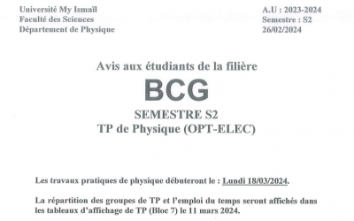 Avis aux étudiants de la filière BCG