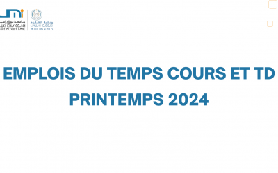 Emplois du temps cours et TD- Printemps 2024