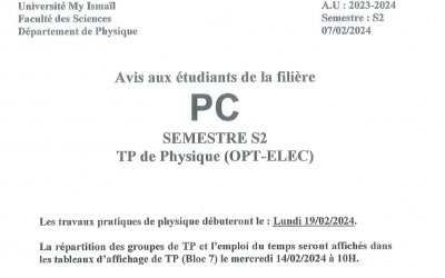 Avis aux étudiants