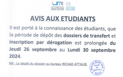 Avis aux étudiants