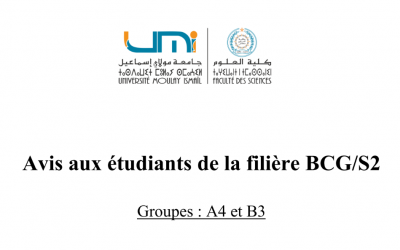 Avis aux étudiants de la filière BCG/S2