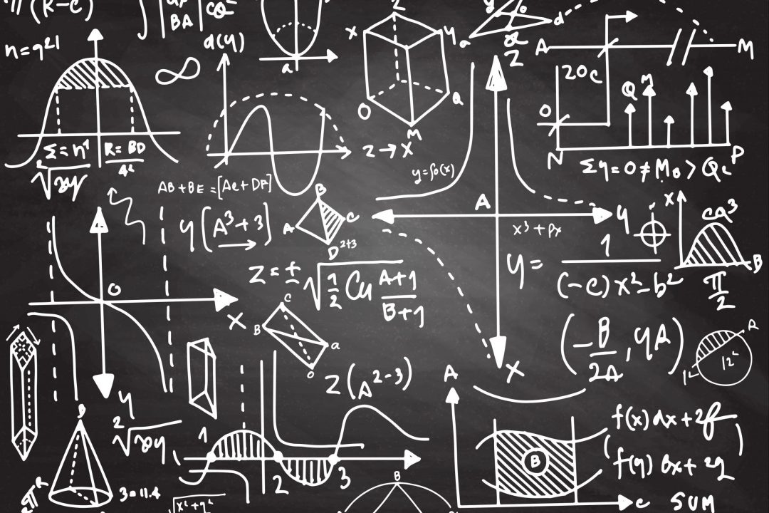 Physical formulas and phenomenon. science board with math. physics education at school